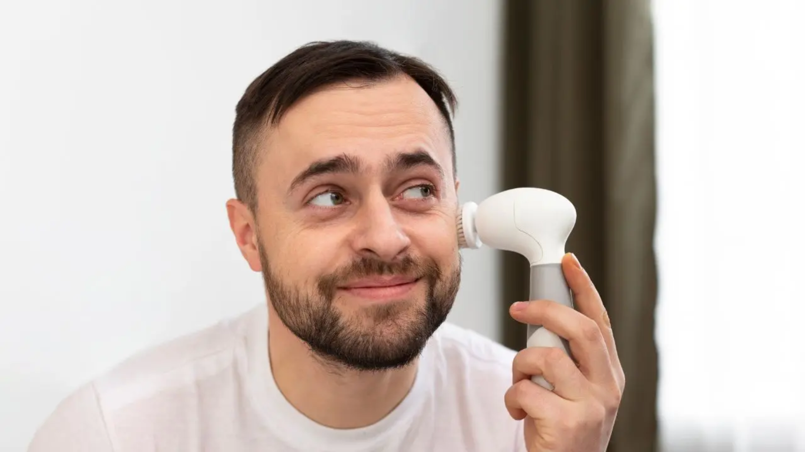 Vista de un hombre usando succionadores de cera